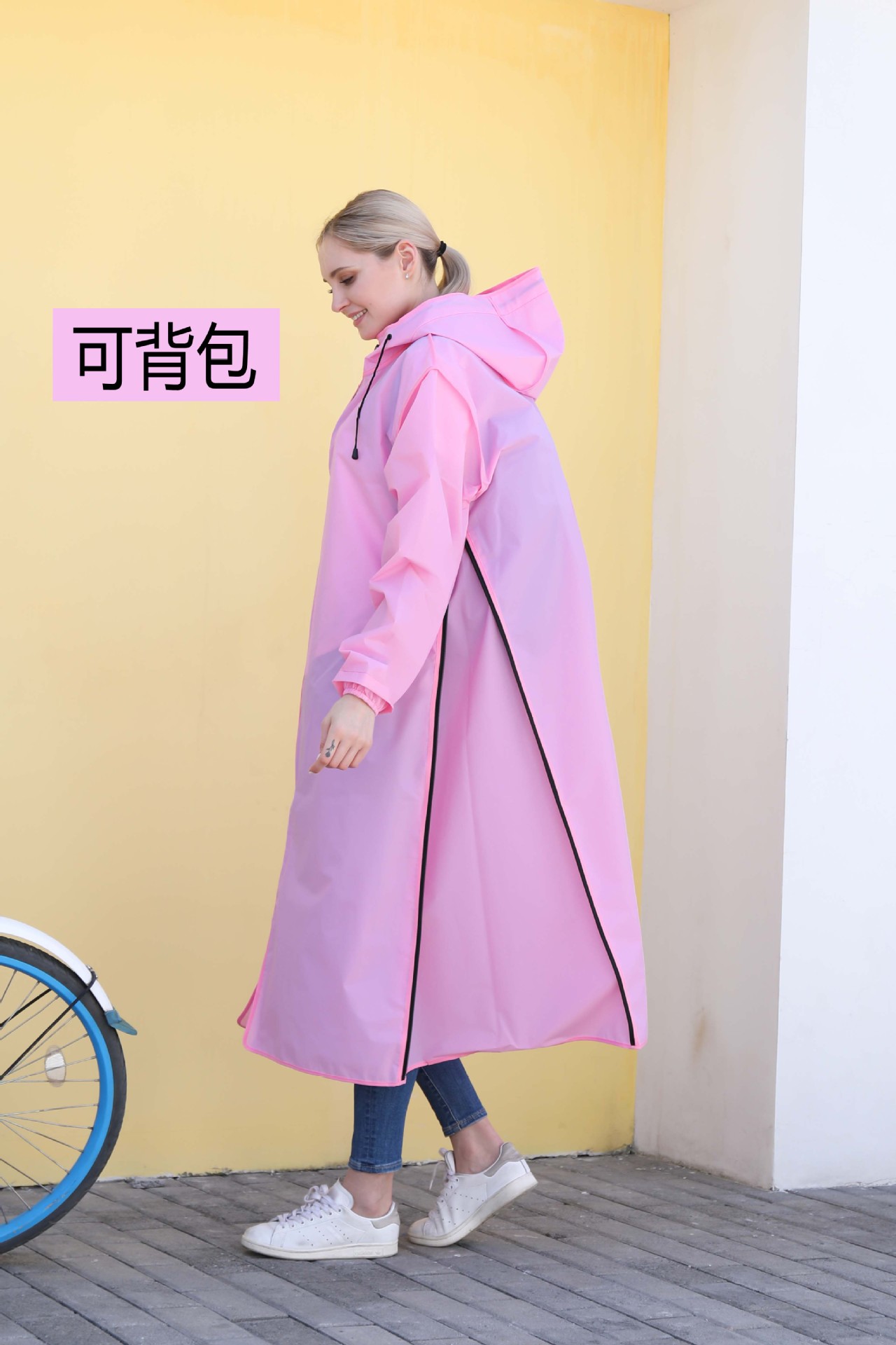 时尚潮雨衣男女全身长款电动车自行车雨衣成人骑行可背包雨衣外套