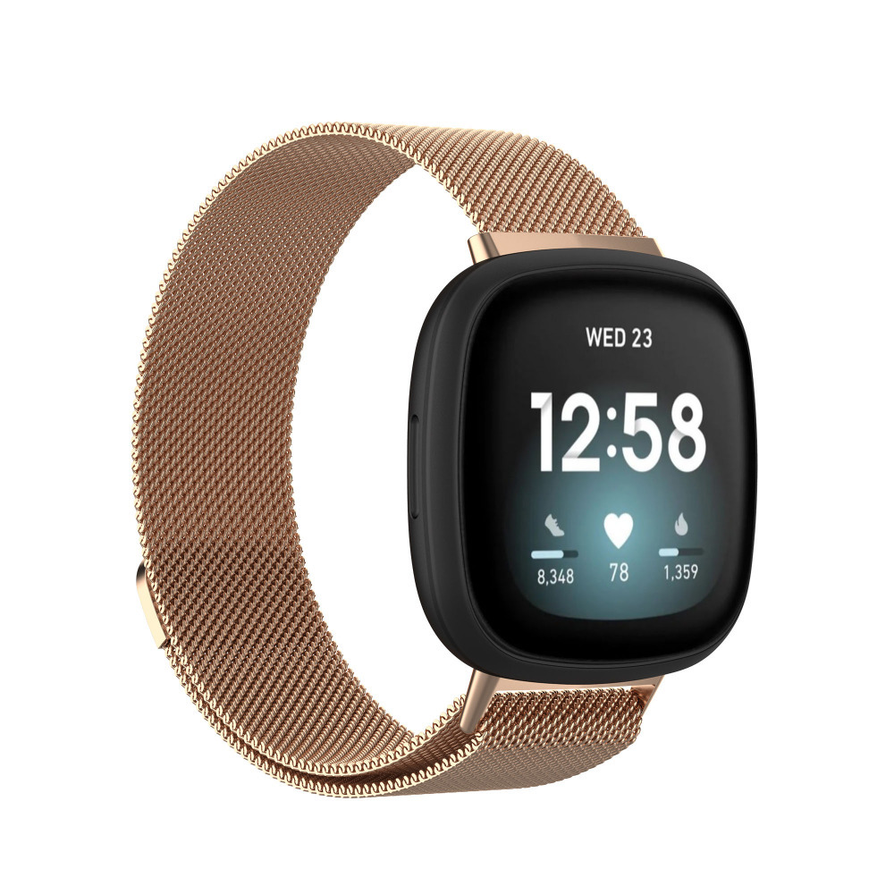 fitbit versa3米兰尼斯表带 versa3米兰网带 不锈钢磁吸回环表带