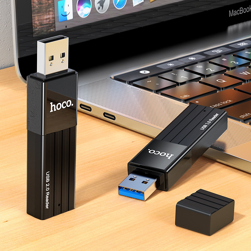 hoco/浩酷 hb20 二合一读卡器双卡槽tf sd高速usb3.0多功能读卡器