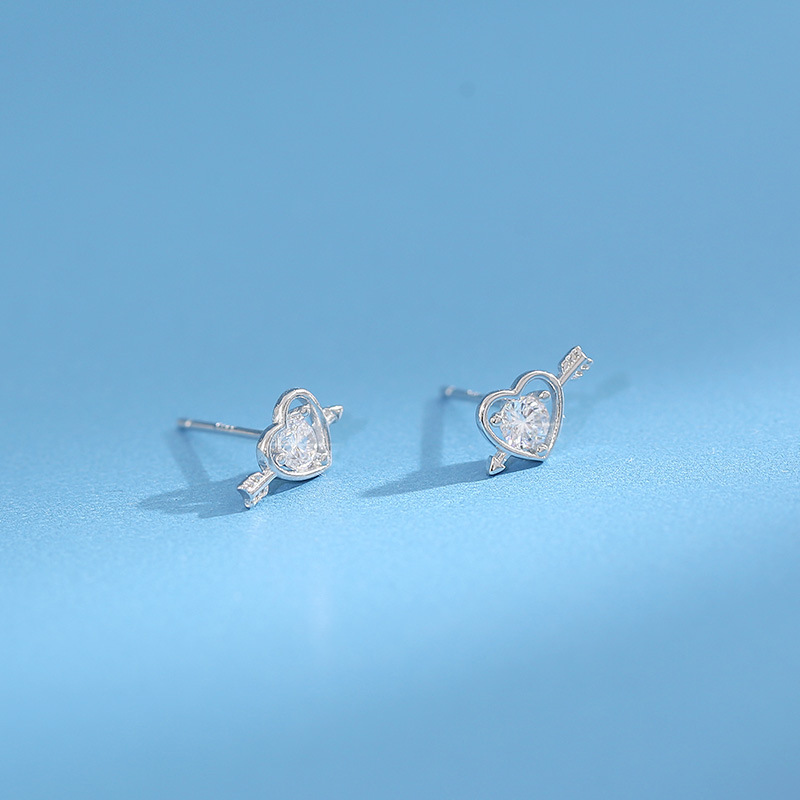 日韩学生礼物小巧桃心形耳饰女简约气质森系小清新镶钻小爱心耳钉