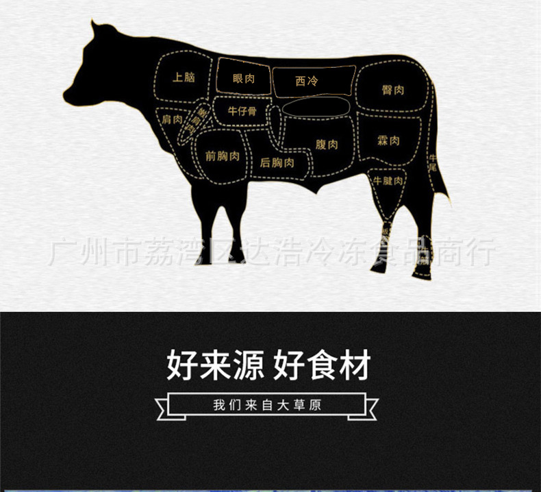 澳洲m3西冷243厂 原切冷冻去骨牛外脊西餐韩式烤肉牛扒 雪花牛排