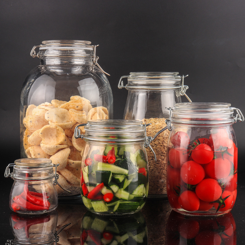 Cereals Food Storage Jar Storage Kitchen Transparent Glass Coffee Sealed Jar Soy Sauce Pickles Fresh-Keeping Bubble