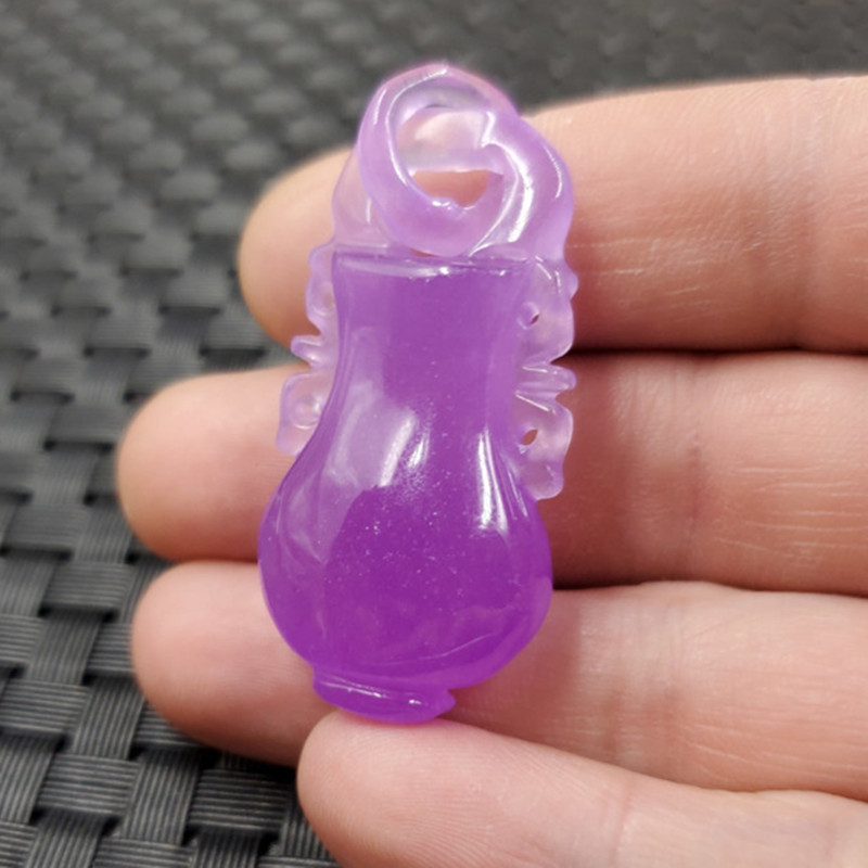 玉龙玉器玉石紫罗兰花瓶挂件紫色石英岩玉花瓶吊坠玉坠-阿里巴巴