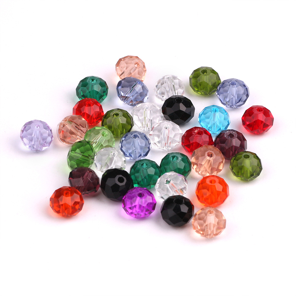 10mm48切面玻璃扁珠 diy手工水晶发夹发饰配件 水晶玻璃珠手链