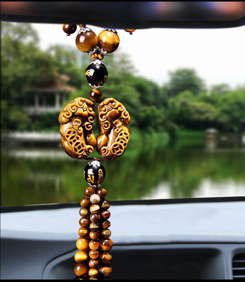 汽车挂件貔貅虎眼石高档保符车载车子挂饰品后视镜车内吊饰男