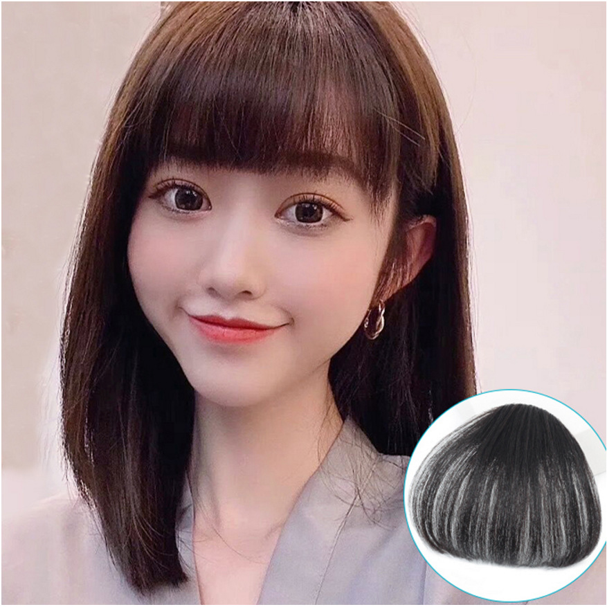 八字刘海假发女刘海贴美发店专用发片薄款女士假发真头发卷发贴片