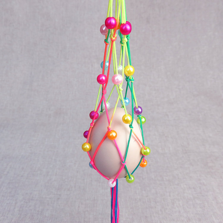 2022虎年热卖手工蛋兜珍珠彩色蛋网儿童立夏蛋袋端午节鸡鸭蛋网兜