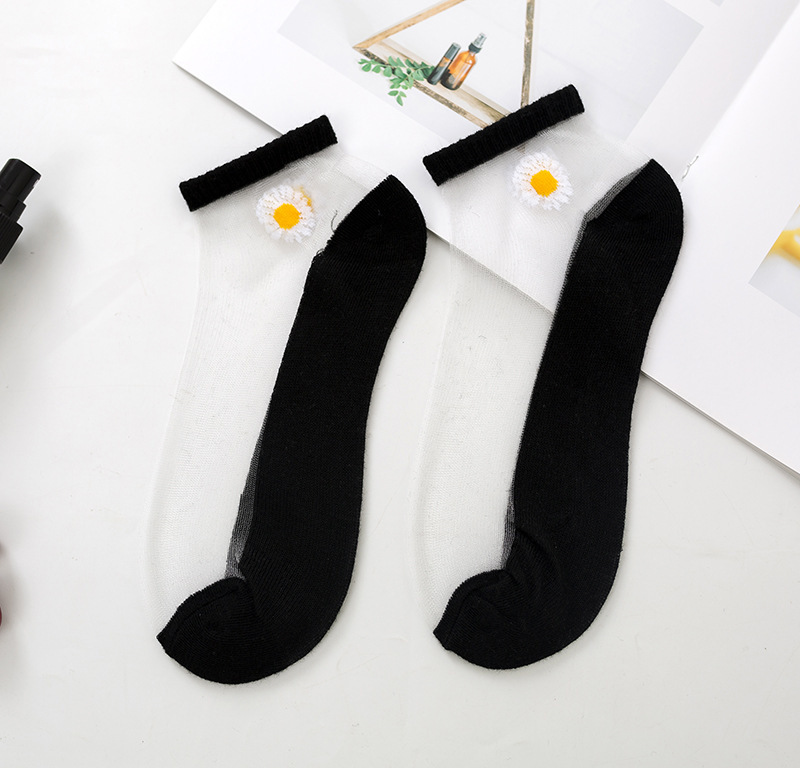 Cyber Celebrity Socks Women's Summer New Crystal Card Kanekalon Stockings Japanese Little Daisy Women's Socks Best-Seller on Douyin Kanekalon Socks
