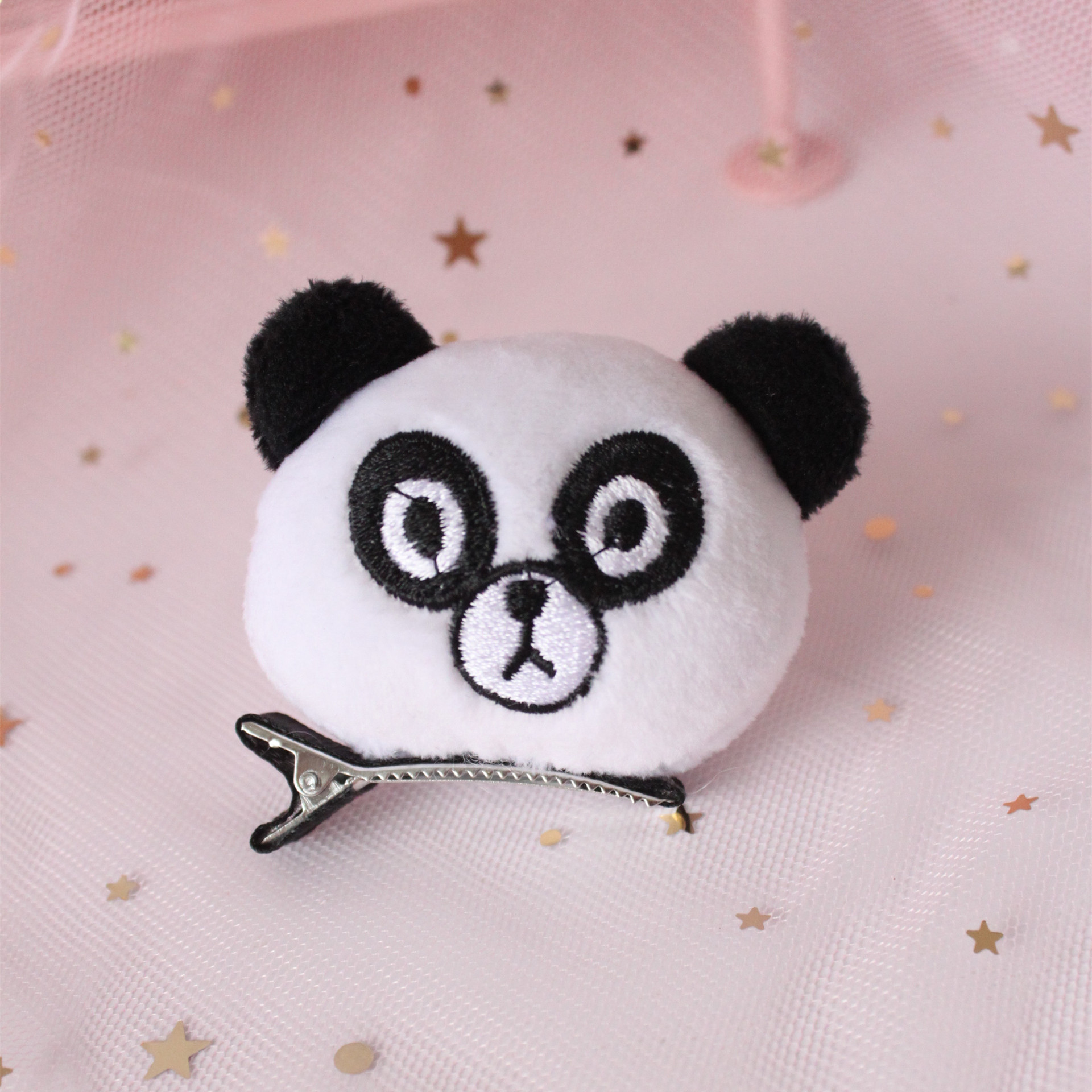 淘宝卖家专属女生饰品毛绒熊猫女士韩版发卡发夹成人发夹女可爱