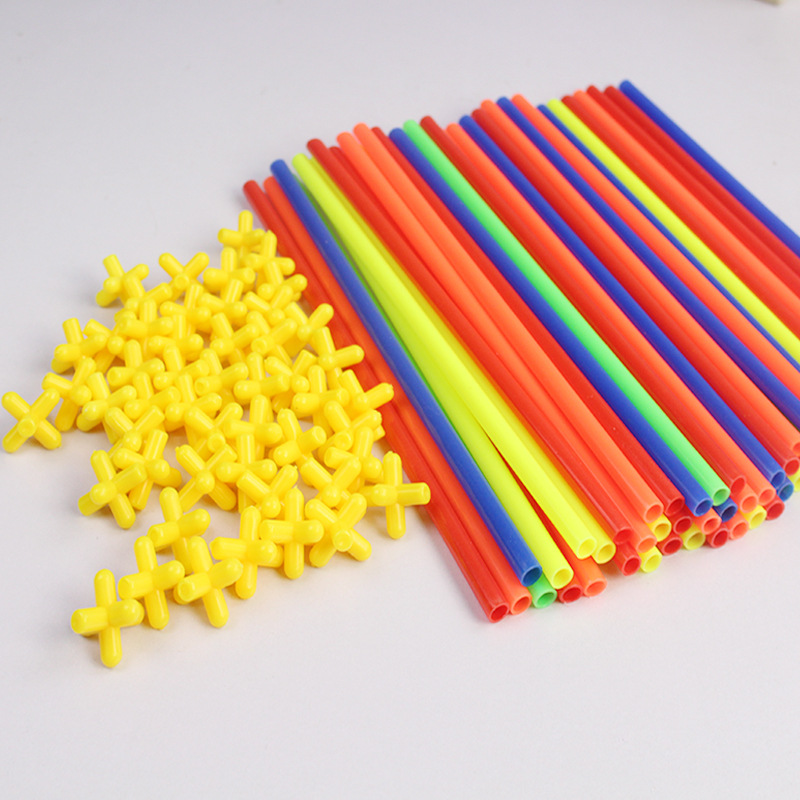 幼儿园小班中班大班玩教具建构区域材料拼插益智插管吸管积木玩具