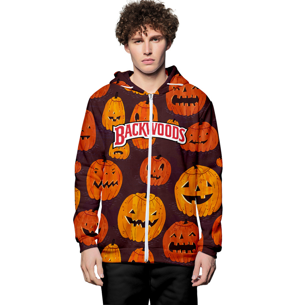 2020跨境新品 backwoods 雪茄万圣节 3d数码印花个性拉链带帽卫衣