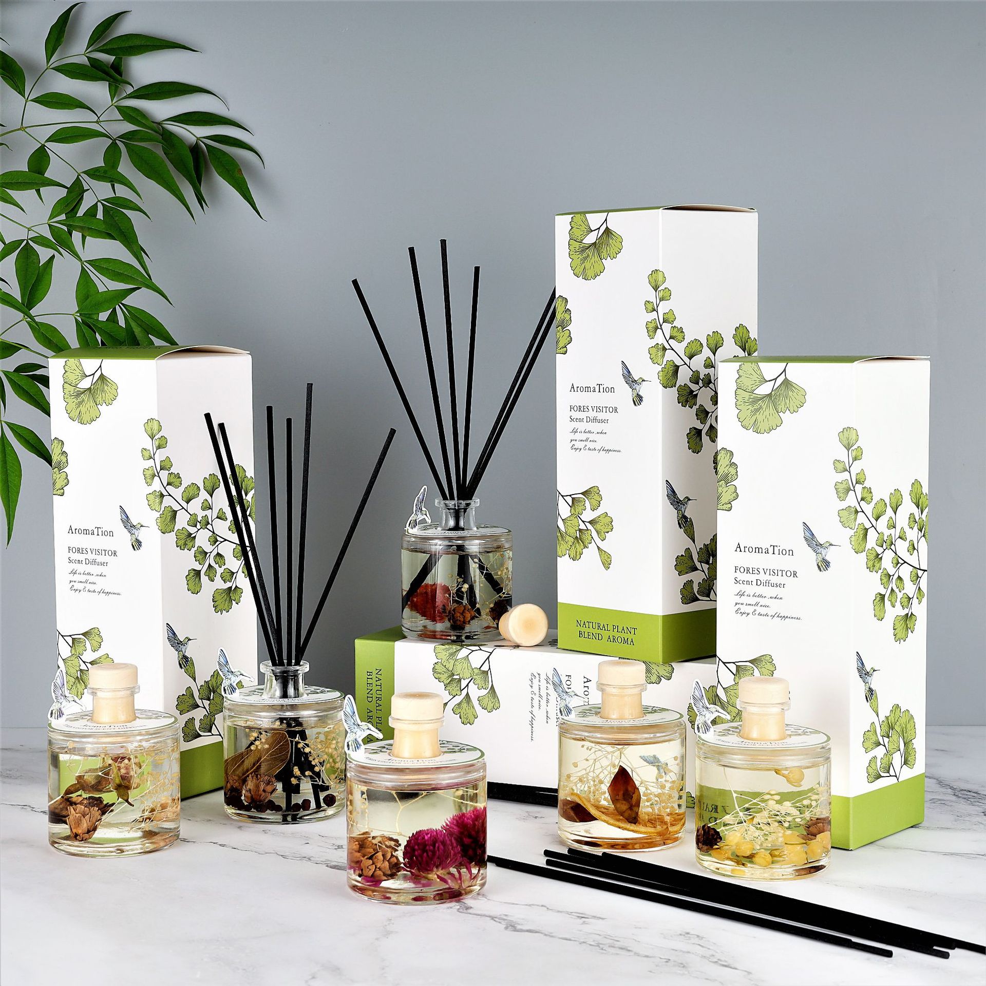 工厂批发 浮游植物无火香薰摆件 天然花草精油香氛 网红香薰定制