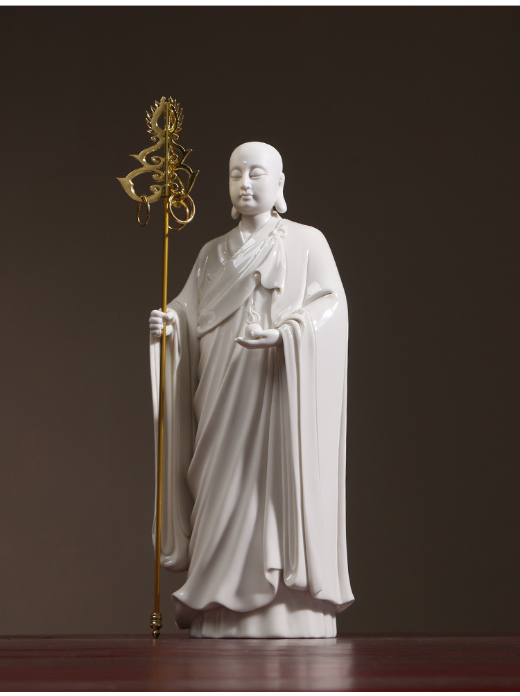 新中式站立白瓷地藏王菩萨佛像摆件家居供奉镇宅风水禅意装饰摆设