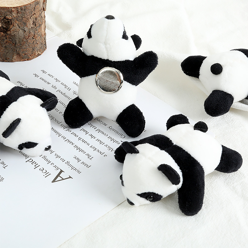 Cartoon Cyber Celebrity Three-Dimensional Panda Brooch Plush Lesser Panda Doll Ins Lying Bear Ornament Schoolbag Pendant