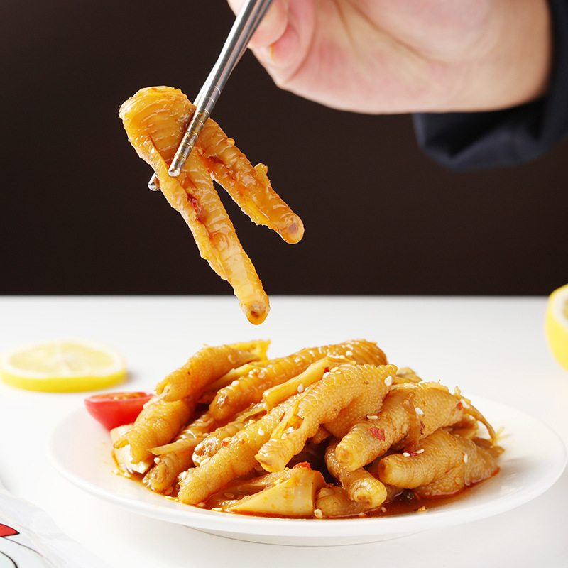 250g麻辣无骨凤爪去骨烧烤鸡脚冷冻无骨卤菜即食鸡爪可贴牌加工