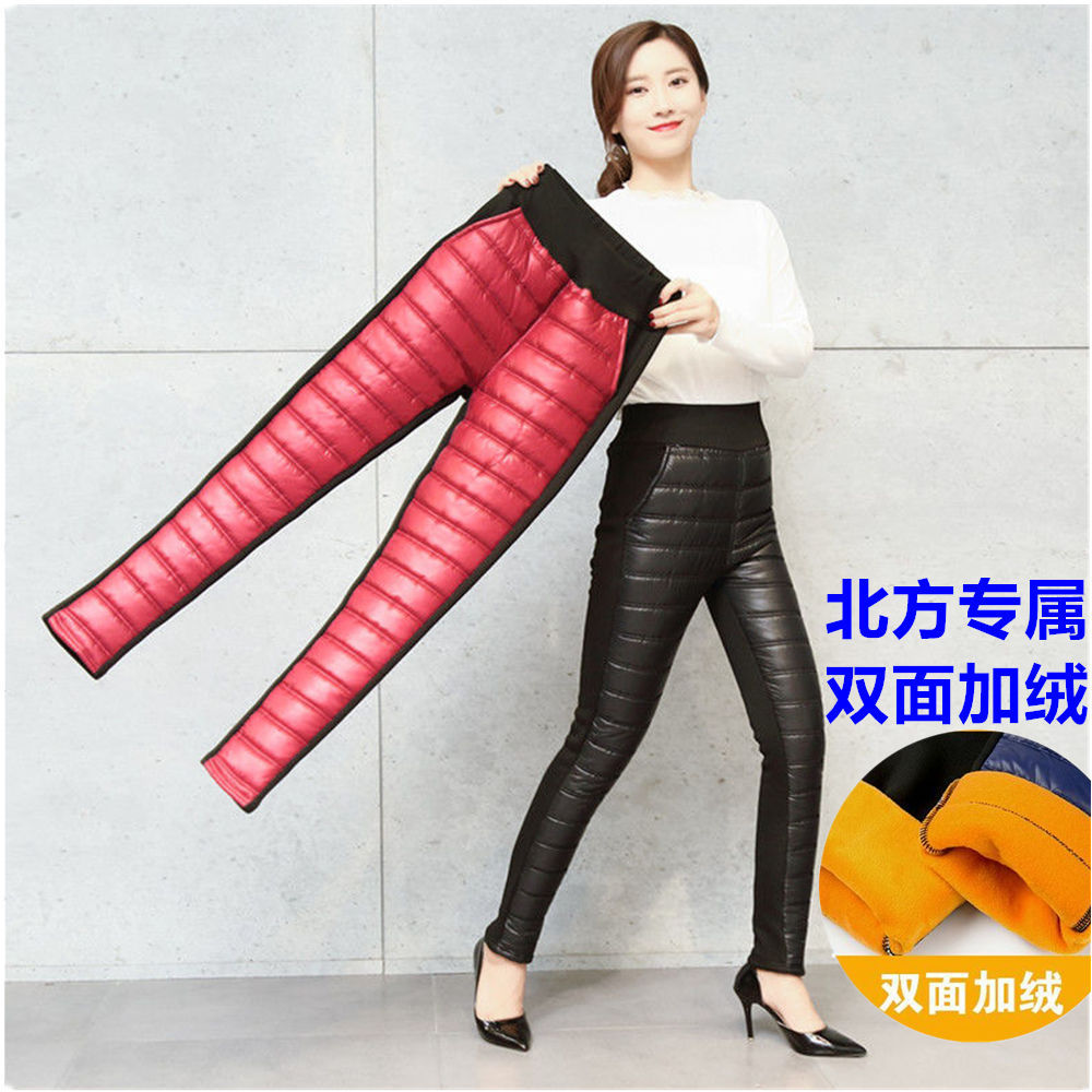 羽绒棉裤女外穿高腰加厚中老年保暖裤冬季女士大码加绒松紧腰棉裤