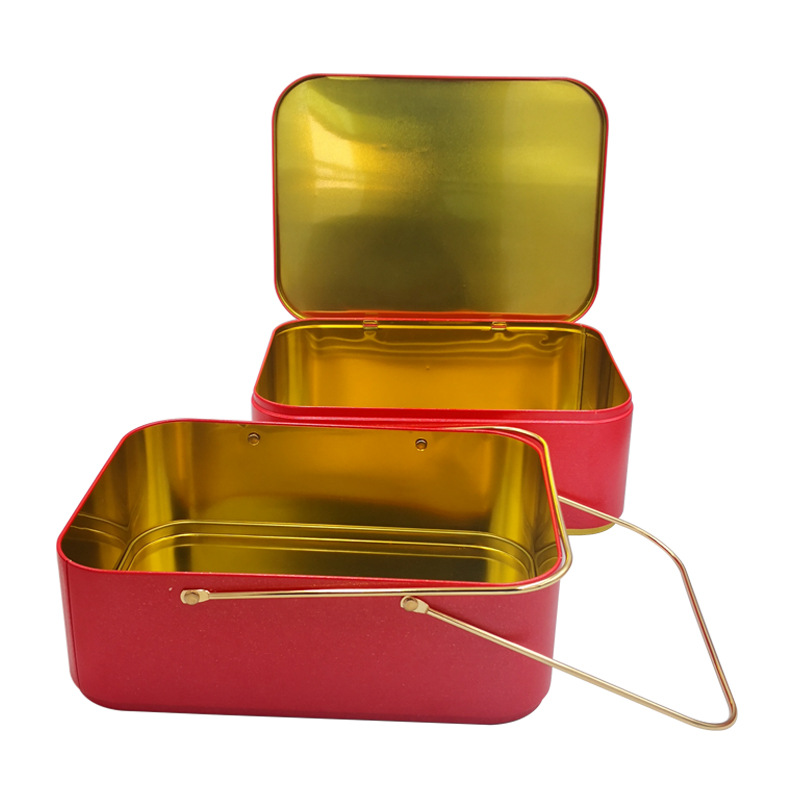 定制双层年货礼品铁盒 春联对联铁盒 坚果铁盒定制 提手年铁盒