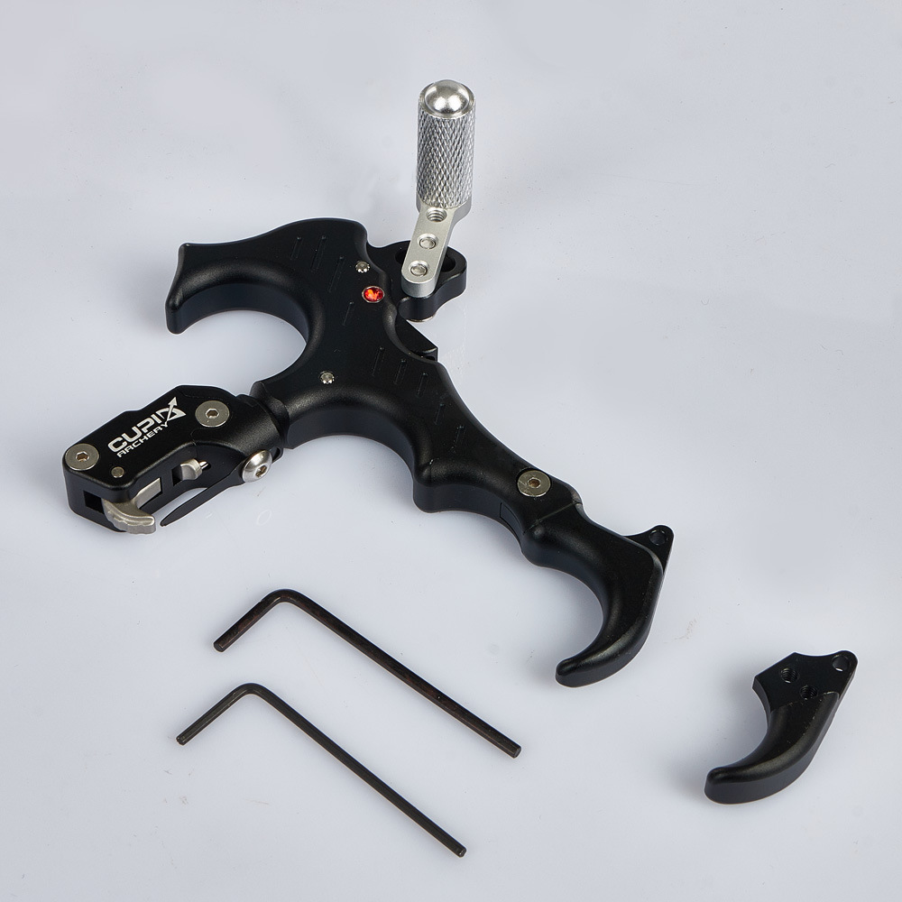 huwairen c3勾式弓箭撒放器 铝合金精加工磨砂黑复合握撒射箭配件