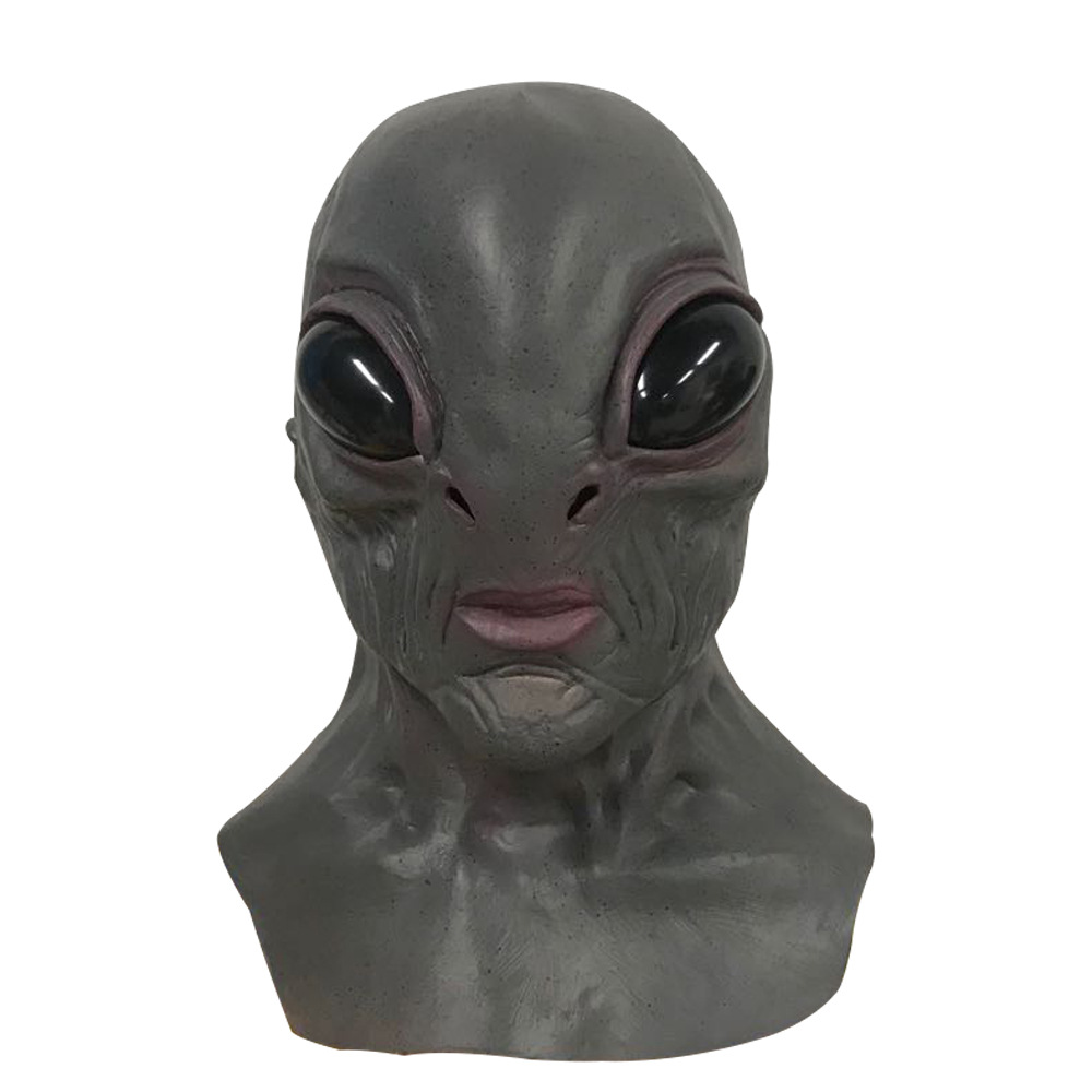 独立站热卖外星人面具万圣节恐怖乳胶头套cosplay ufo面具