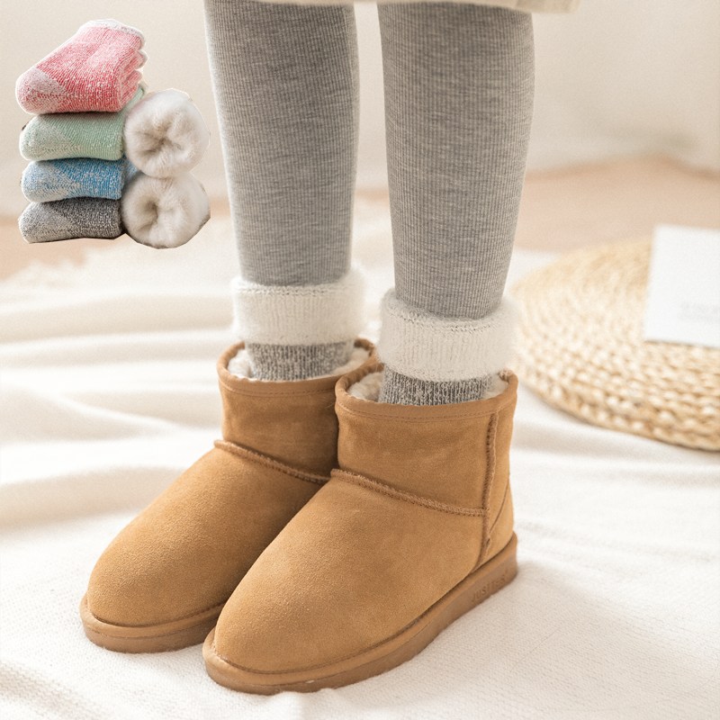 袜子女士冬加厚加绒点子纱雪地靴毛巾袜保暖滑雪袜居家袜-阿里巴巴