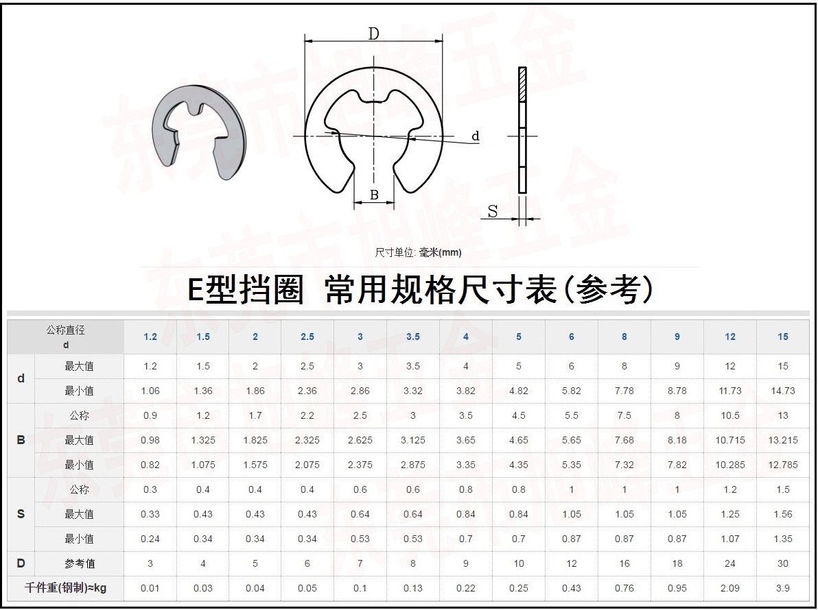 8厚 e形卡簧介子卡环锁片316/304不锈钢