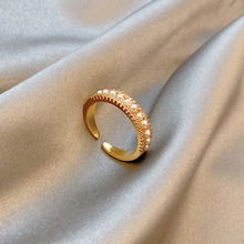 韩国设计感镶钻珍珠戒指时尚个性气质女高级感网红轻奢开口指环潮