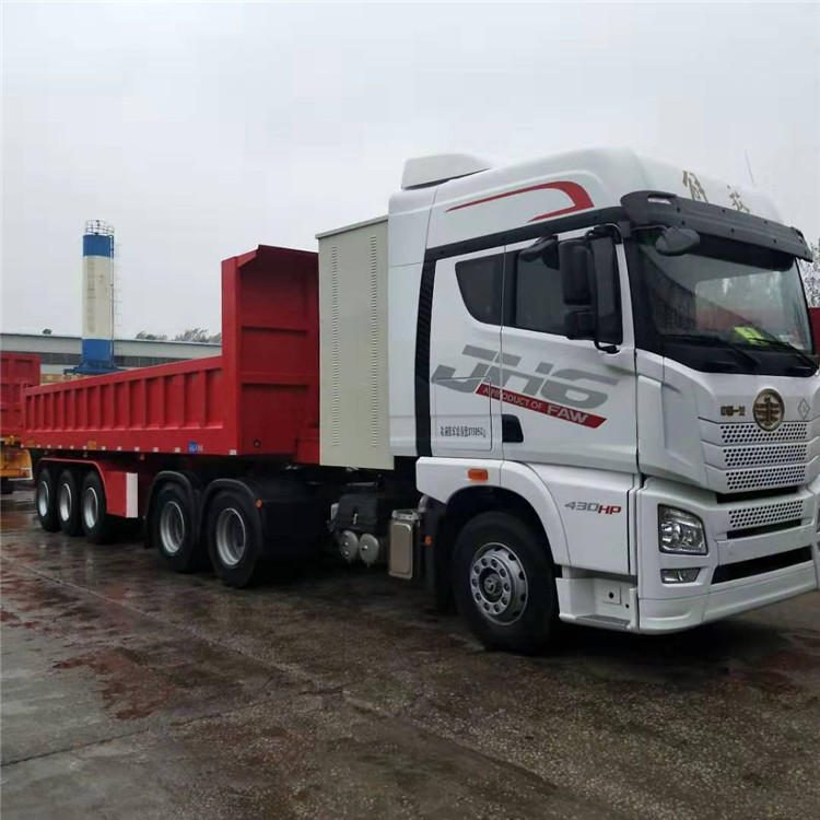 自卸式半挂货车 侧翻平板运输集装箱全挂车 大件运输半挂车