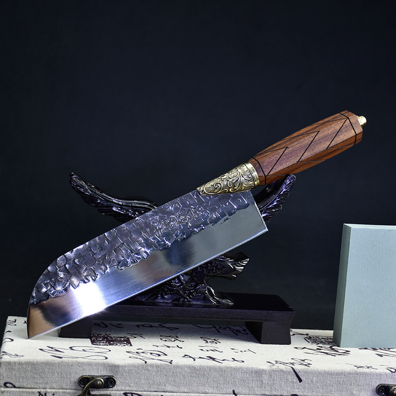 正宗龙泉手工锻打切菜刀鬼手作锋利耐用厨师刀轻巧切片刀一件代发