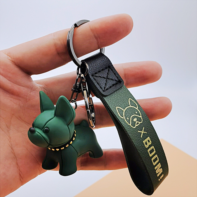 Internet Celebrity Ins Jarre Aero Bull Puppy Key Chain Wholesale Creative Cartoon Bulldog Car Key Chain Ring Cute Female Pendant