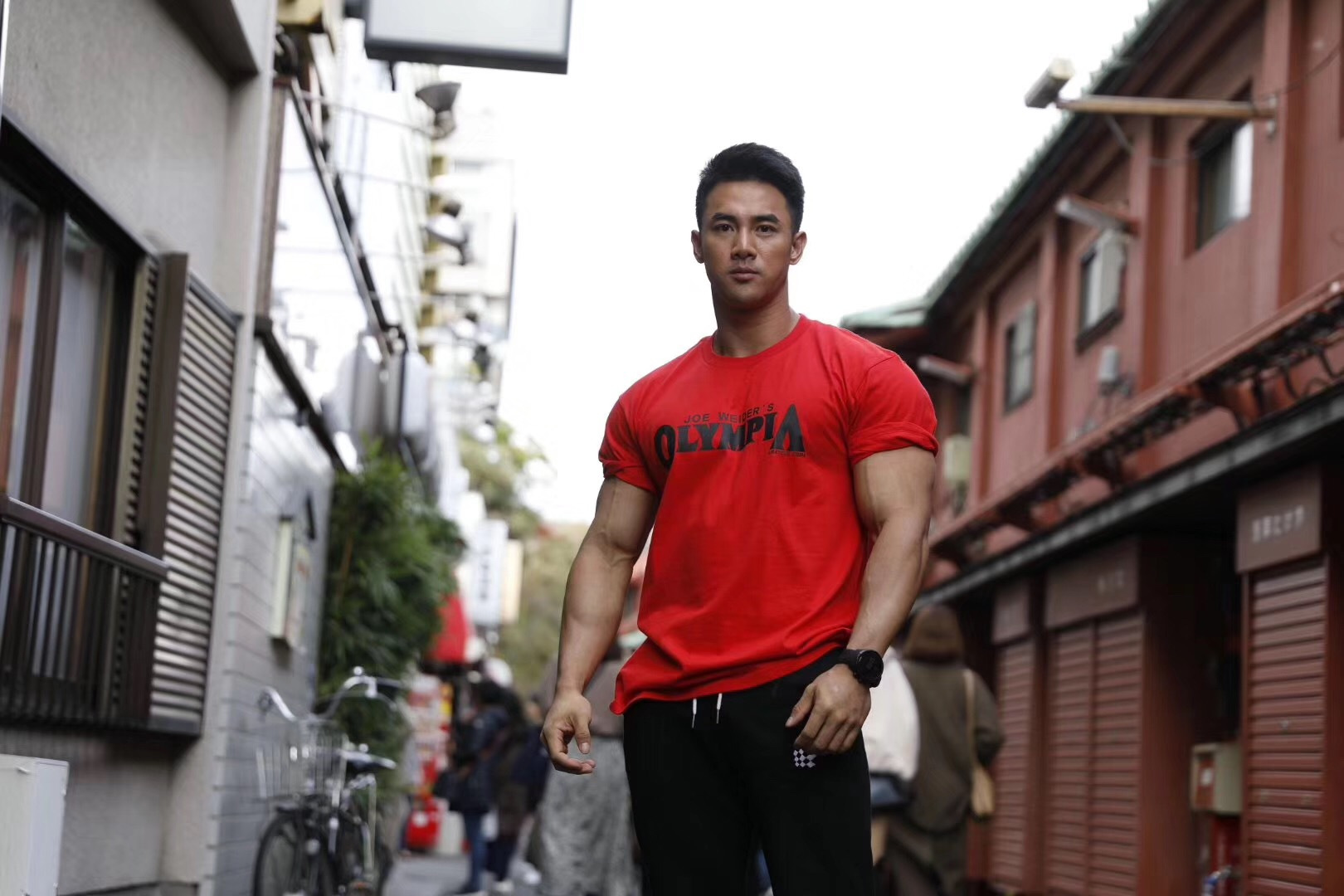 陈康同款健身健美运动短袖中国奥赛t恤男透气弹力休闲半袖衫批发