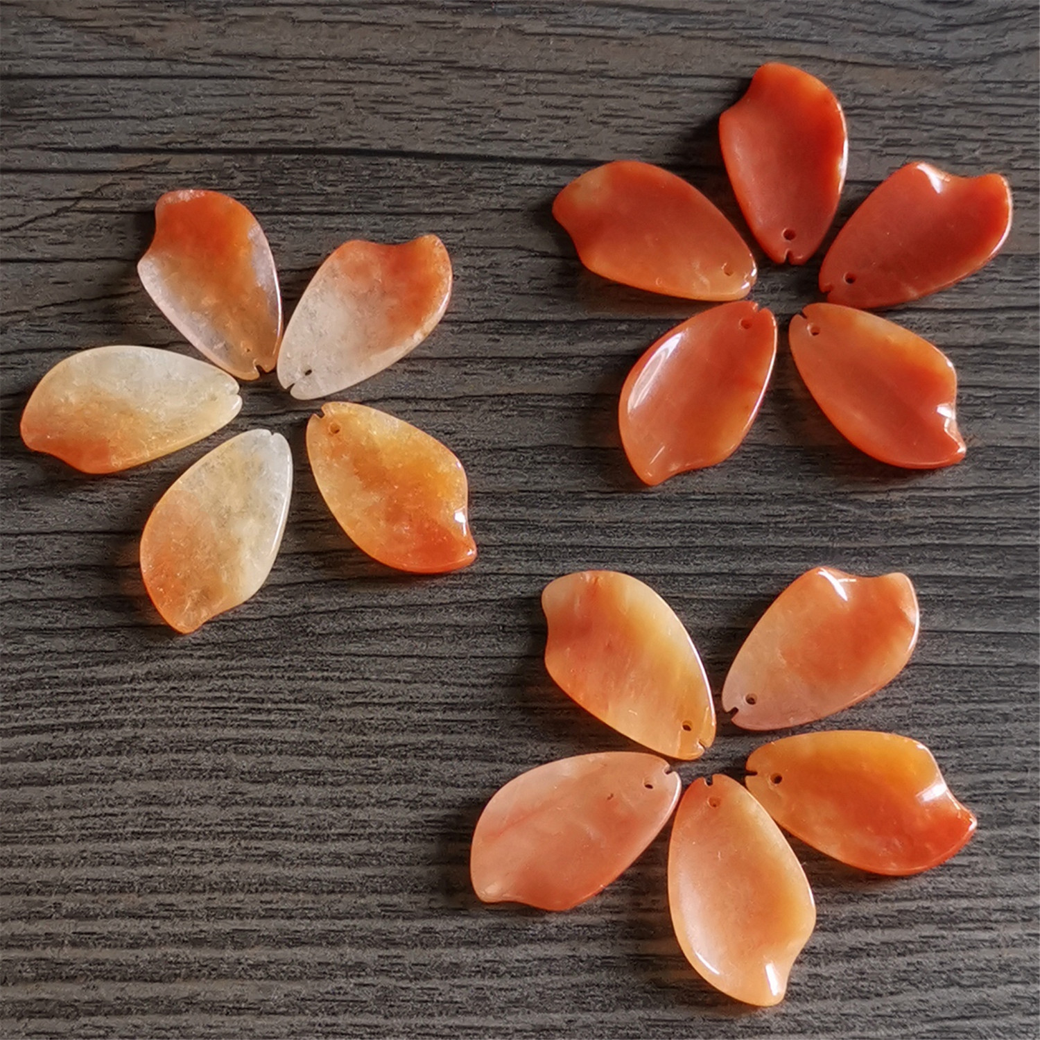 原创设计天然红丝玉花瓣金丝玉14*24扭形 菱形花瓣diy发簪