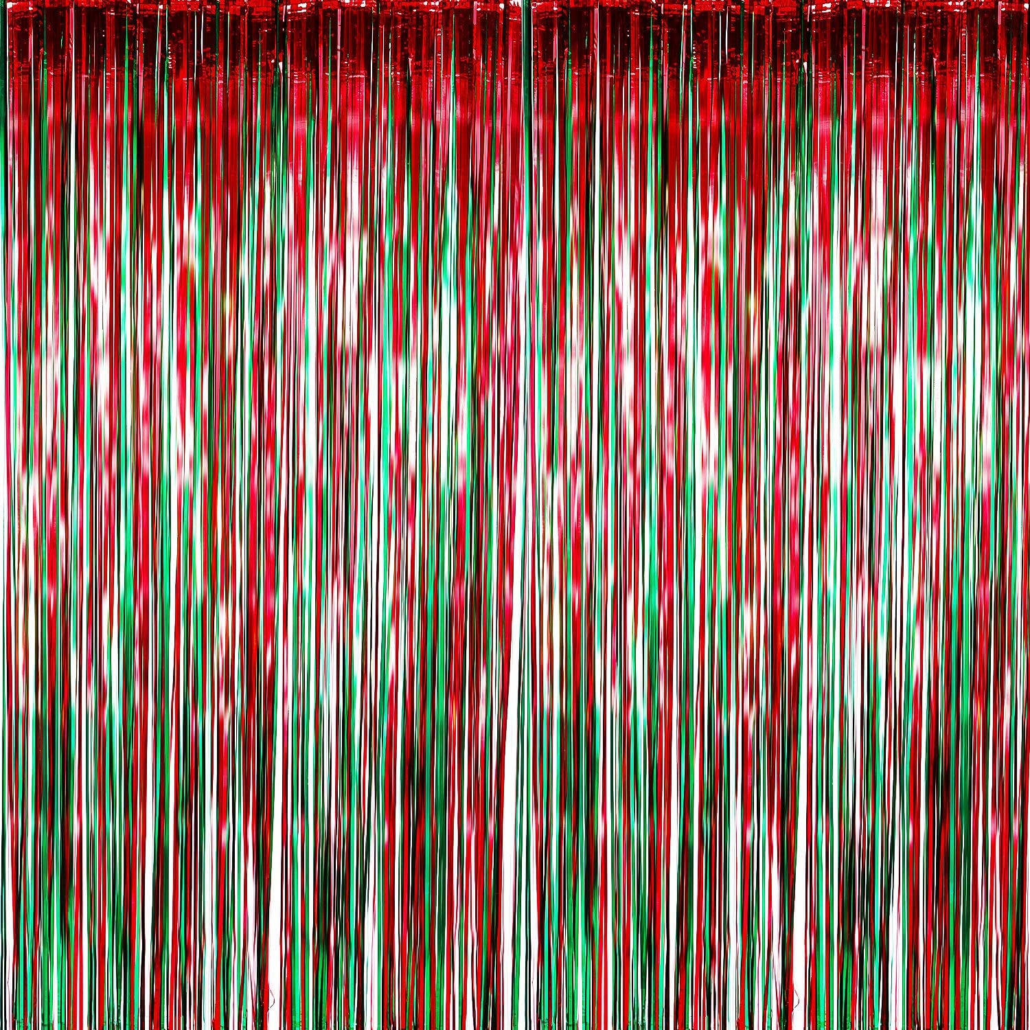 250cm雨丝帘4pcs圣诞节背景布置2米5红绿雨丝门帘墙圣诞派对装饰