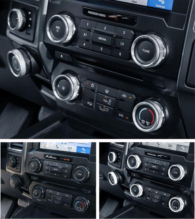 适用于福特猛禽f150空调音响大灯开关旋钮圈16-19款改装内饰配件