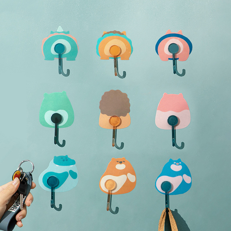 卡通免钉无痕门后粘贴挂钩可爱免打孔粘钩创意挂衣钩卫生间钩子