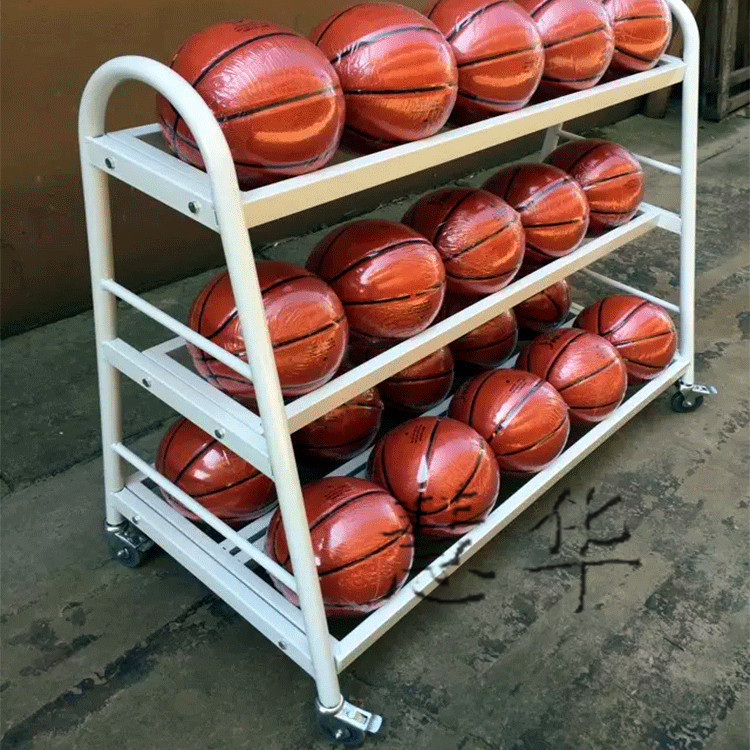 新款供应不锈钢篮球推车装球车20个球移动方便训练球车球类收纳车
