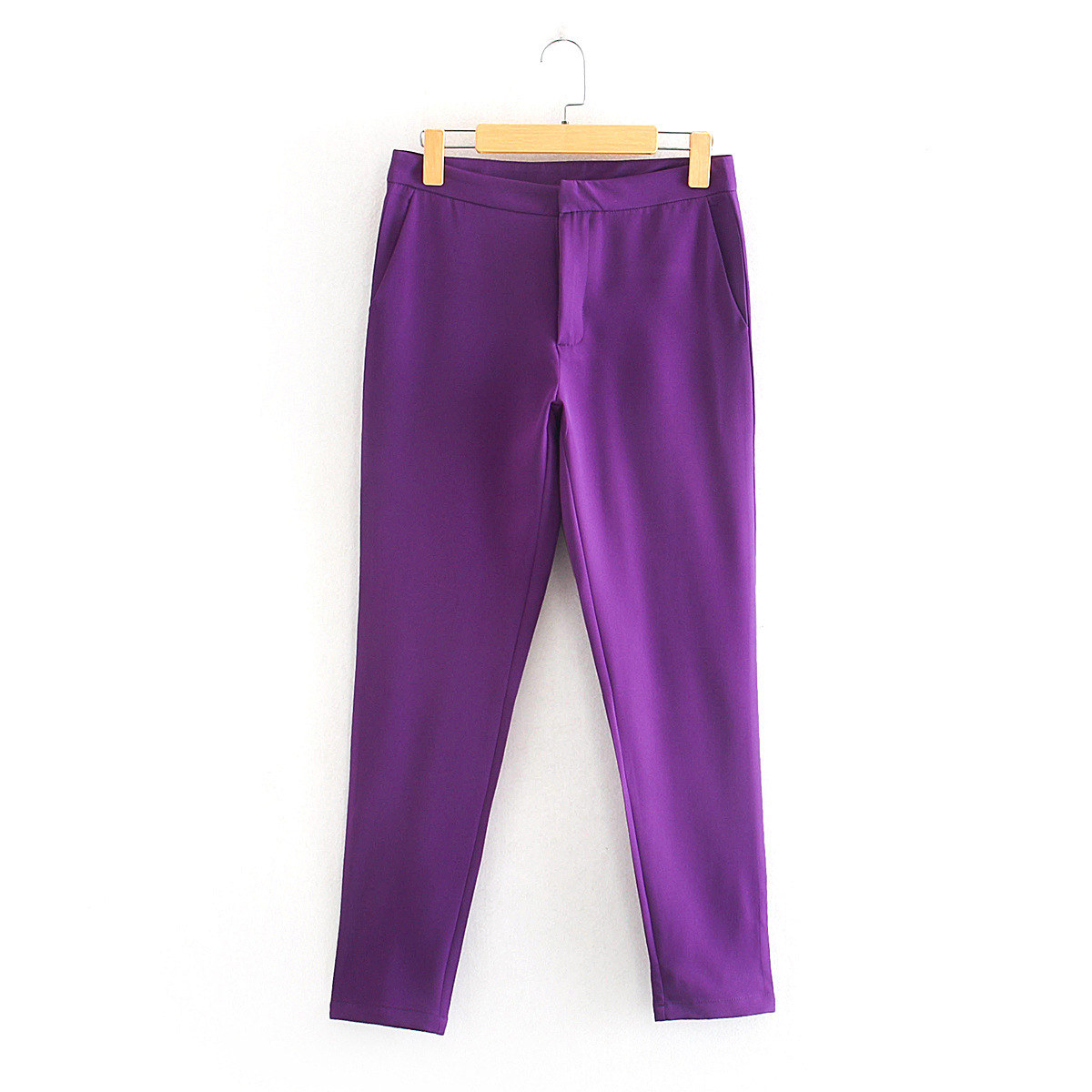 2020秋季跨境女装紫色西裤休闲女长裤