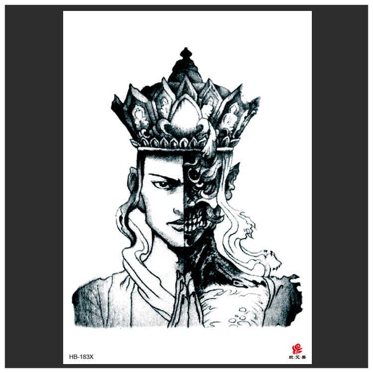 可任选大图花臂纹身贴  暗黑 素花佛祖关公 艺伎 纹身060