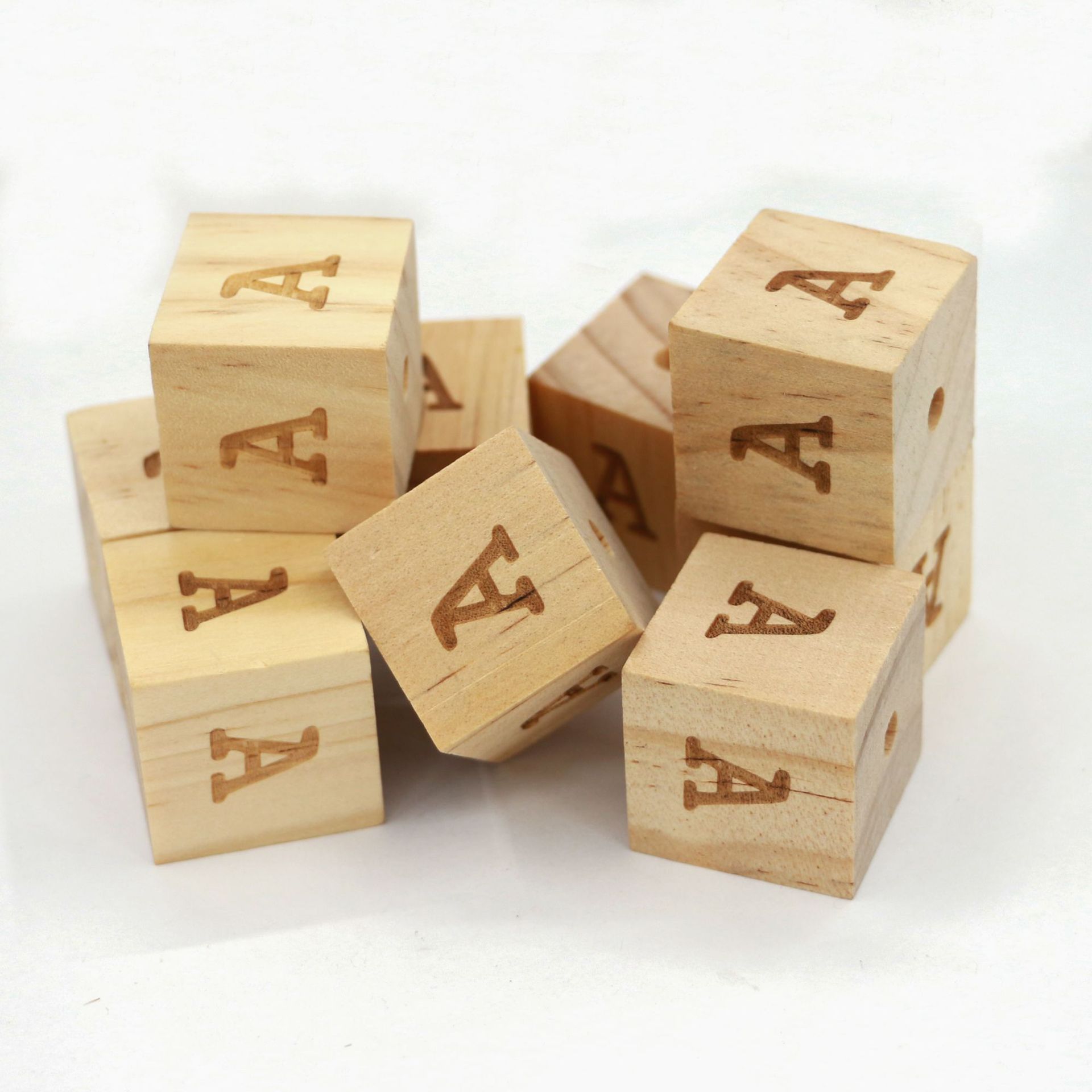 新款正方形松木块拼图儿童积木玩具木块可定制logo圣诞节装饰品