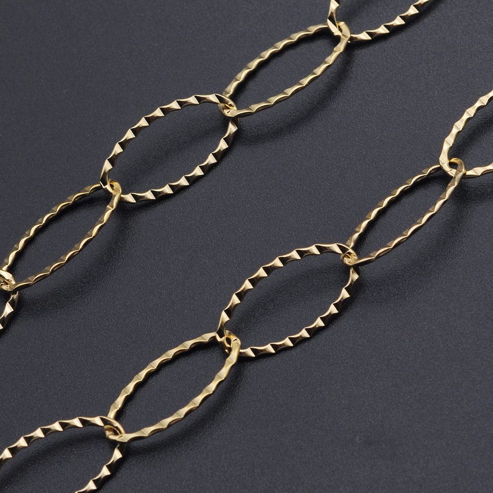 唯星1m长不锈钢10x20mm蛋行压花链diy钛钢饰品配件衣服装饰链子