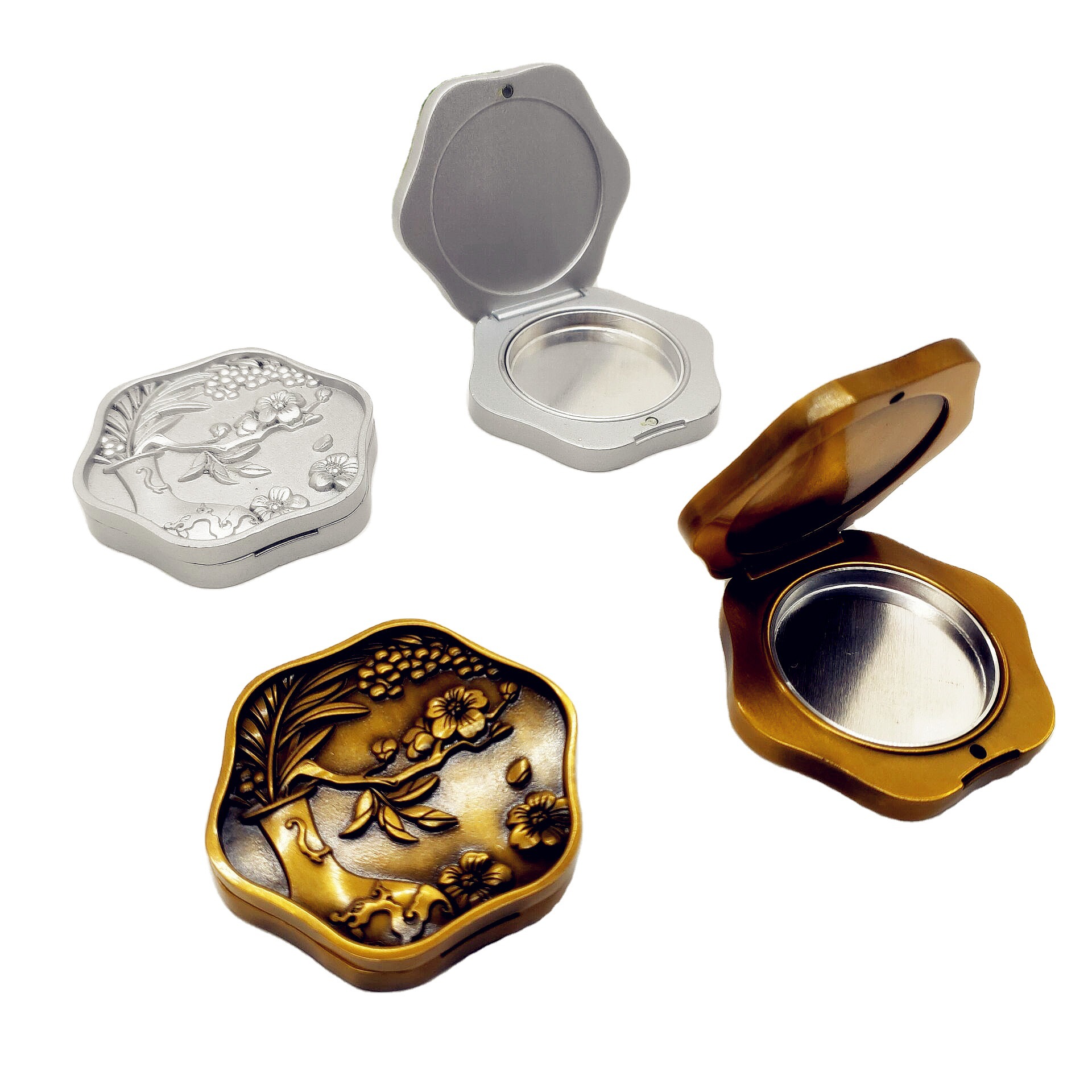 化妆品金属固体香膏盒定制锌合金磁吸翻盖香膏盒男女士固体香膏盒