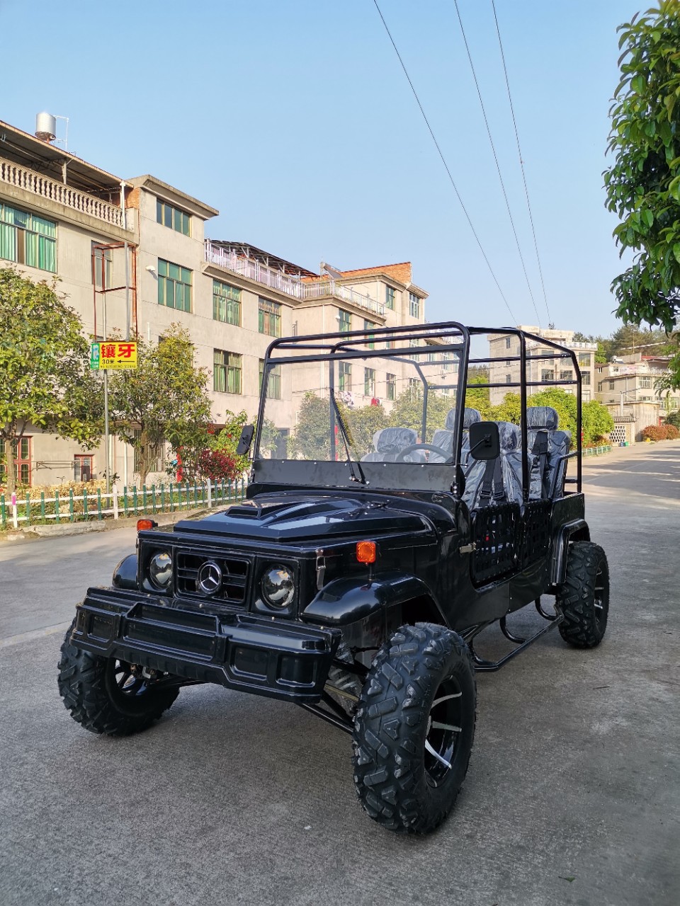 北极天 电动沙滩车四轮越野沙漠摩托车utv全封闭老年代步车方向盘