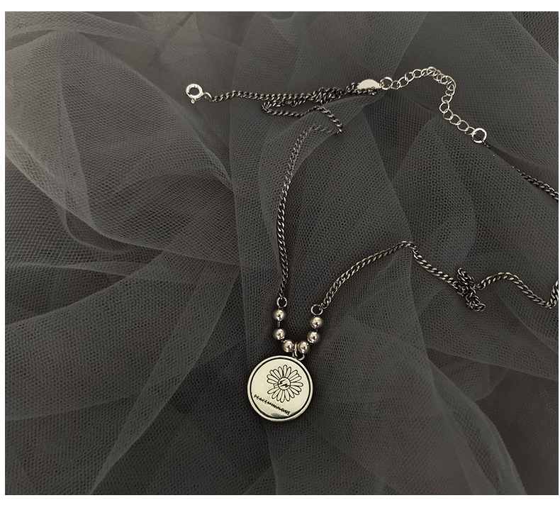 韩国东大门权志龙同款小雏菊纯银项链女 时尚简约潮s925银项链