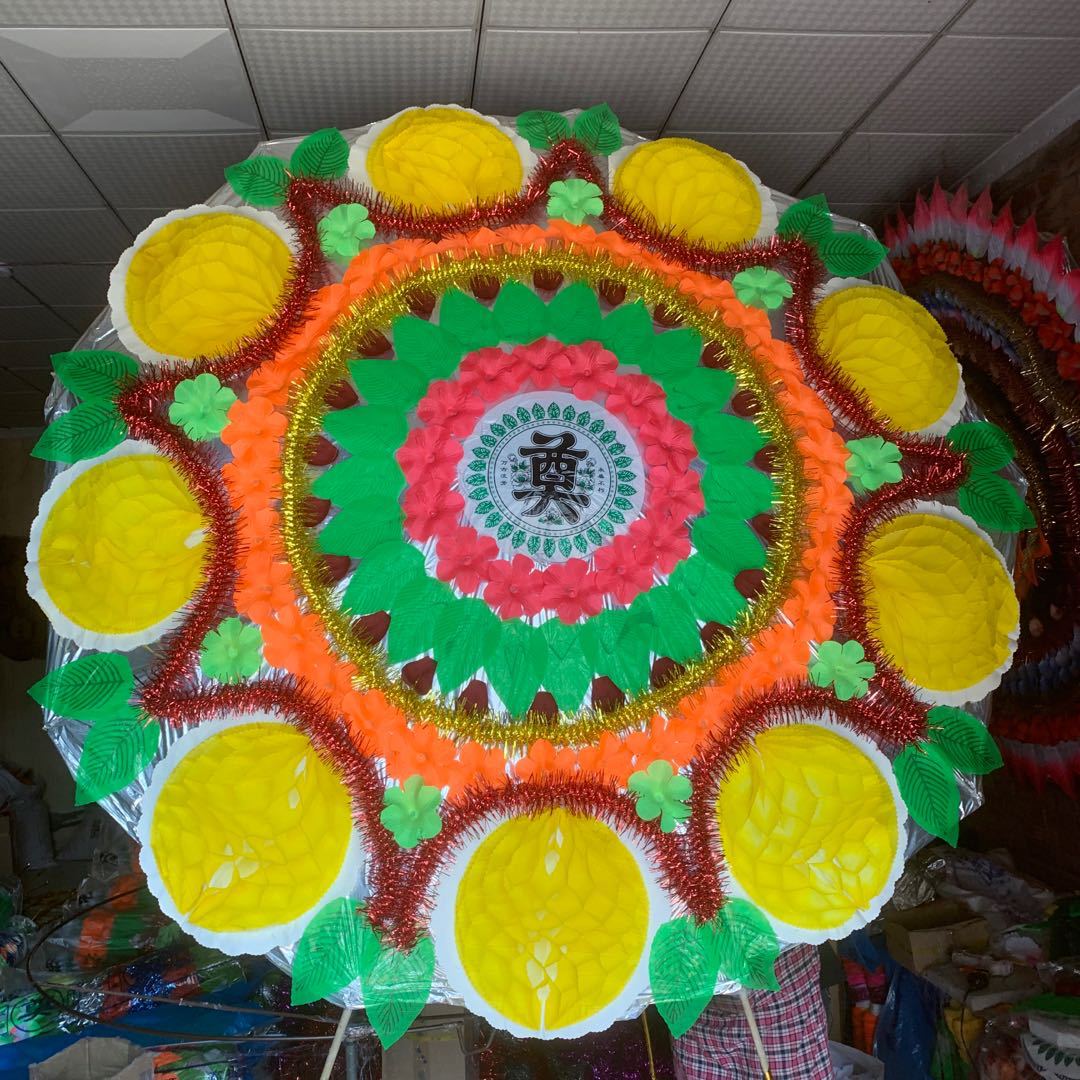 厂家批发殡葬用品2米直径大纸球花圈清明节上坟祭祀白事大亮花圈