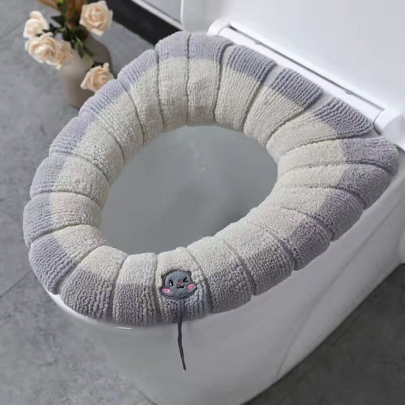 Universal Toilet Pad Cushion Four Seasons Available Toilet Seat Cover Washable Toilet Cushion Knitted Cartoon Thermal Toilet Seat