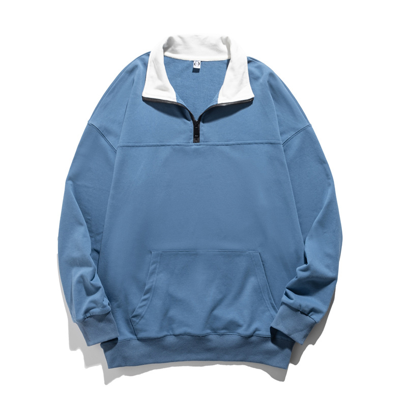 毛圈棉潮流宽松卫衣落肩套头拉链立领 同学会班服卫衣定制logo