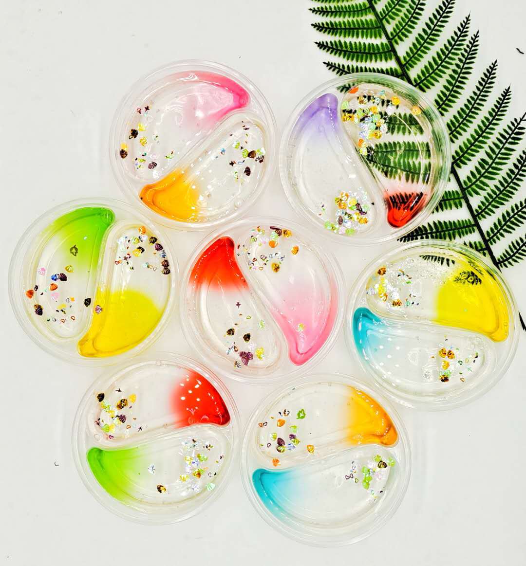 批发起泡胶水晶泥梦幻双拼圆形太极双色史莱姆批发一元两元摆地摊