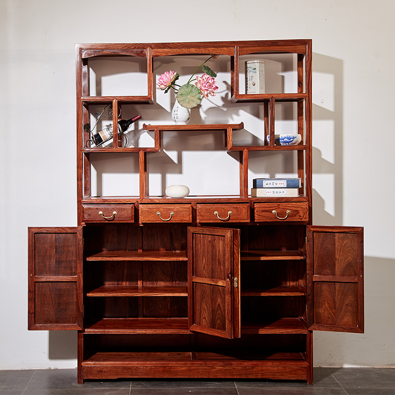 花梨木隔断鞋柜玄关柜客厅装饰鞋柜一体靠墙双面红木柜展示柜屏风