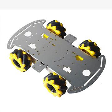 麦克纳姆轮铝合金小车底盘diy超声波智能避障小车4wd四驱车底盘