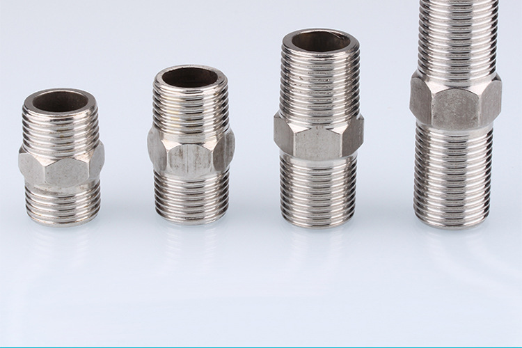 304不锈钢双头六角对丝接头dn25变径偏心201寸加长4分6分外丝直接