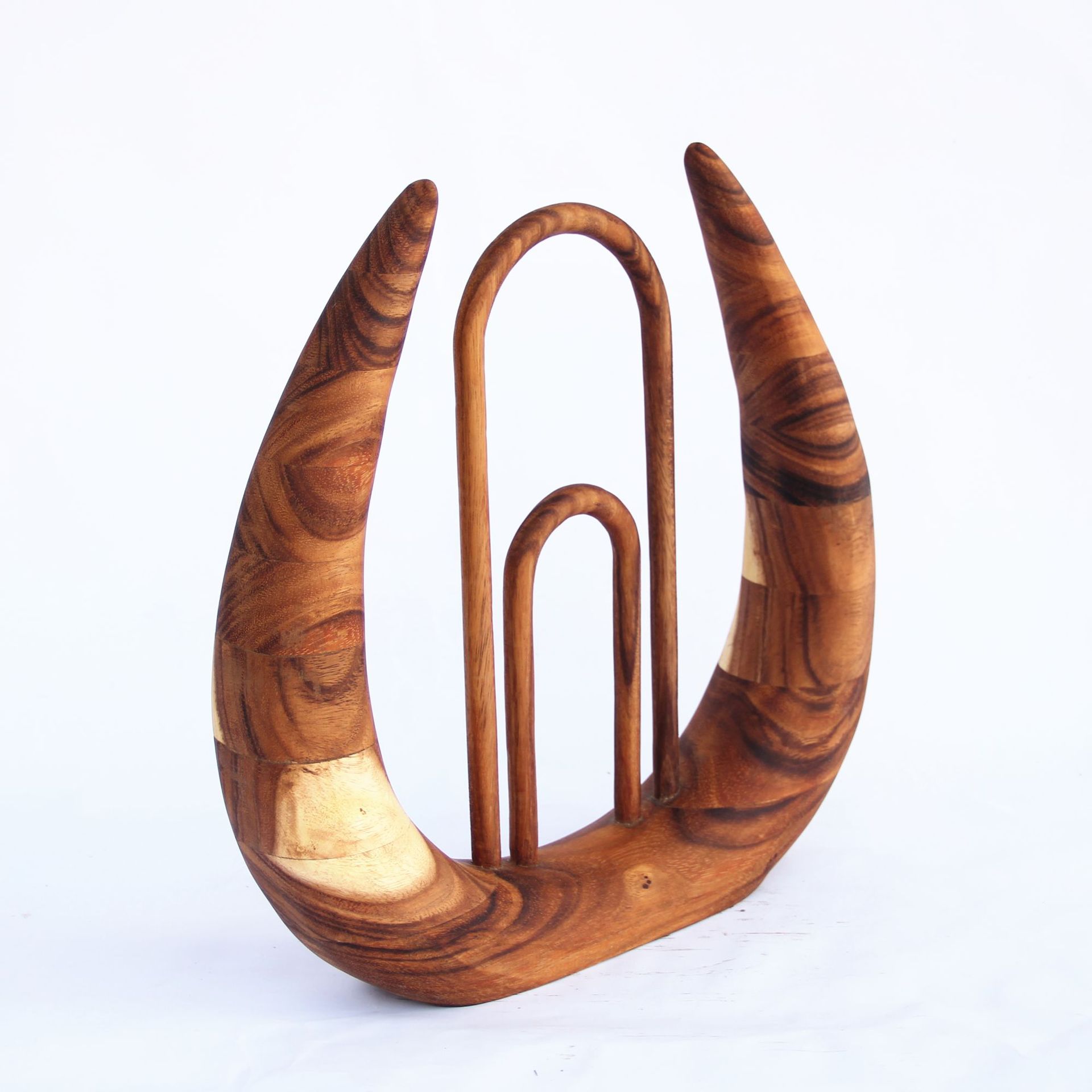 厂家销售原创手工制作胡桃木玄关装饰摆件牛角造型家居桌面工艺品